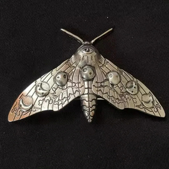 Gothic Silver Moth Hair Pin